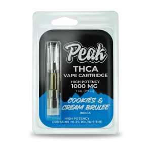 peak vape cart thca high potency 1000mg cookies cream brulee indica