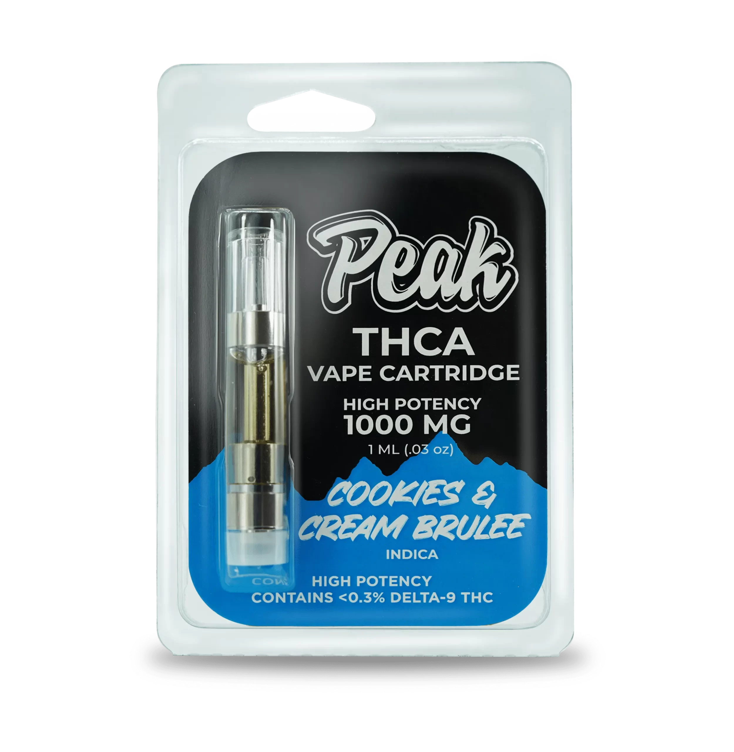 peak vape cart thca high potency 1000mg cookies cream brulee indica