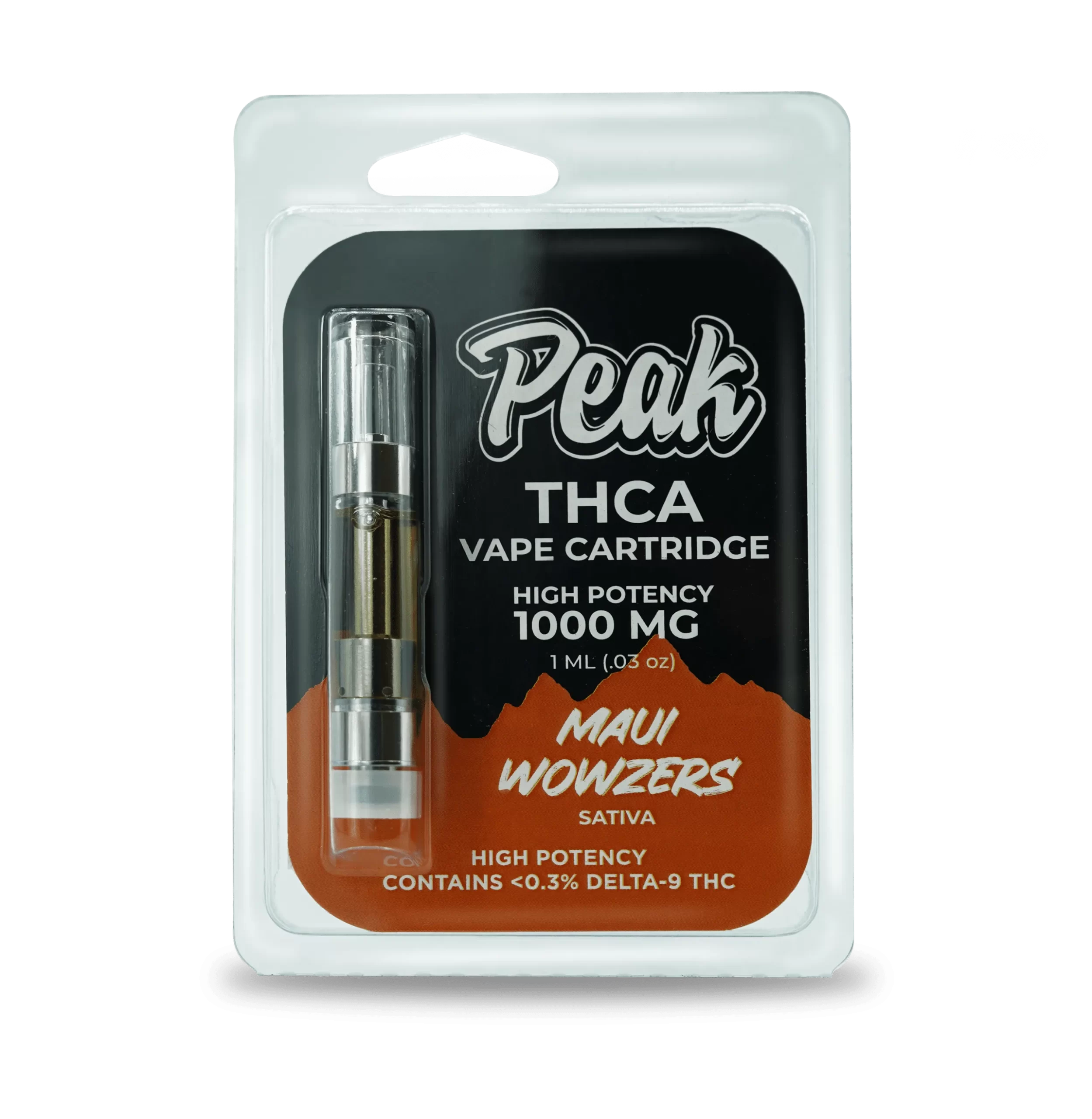 Peak 1000mg THCA THC Cannabis Cart Vape high potency maui wowzers sativa