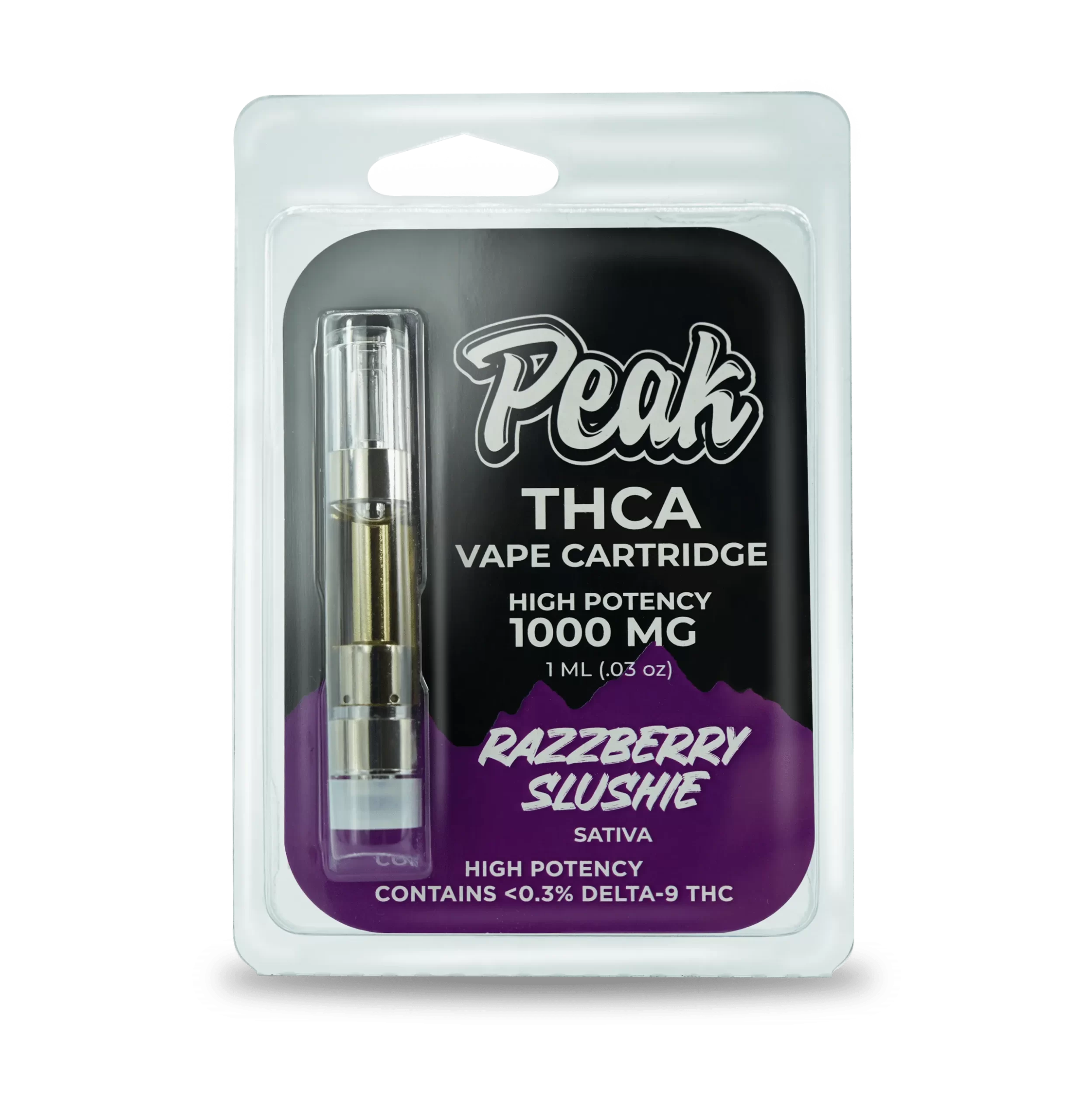 peak vape cart thca high potency 1000mg razzberry slushie sativa